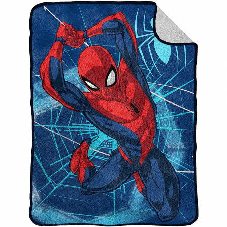 Spider-Man Swing 60" X 80" Kids Bedding Ultra Soft Sherpa-Feel Blanket